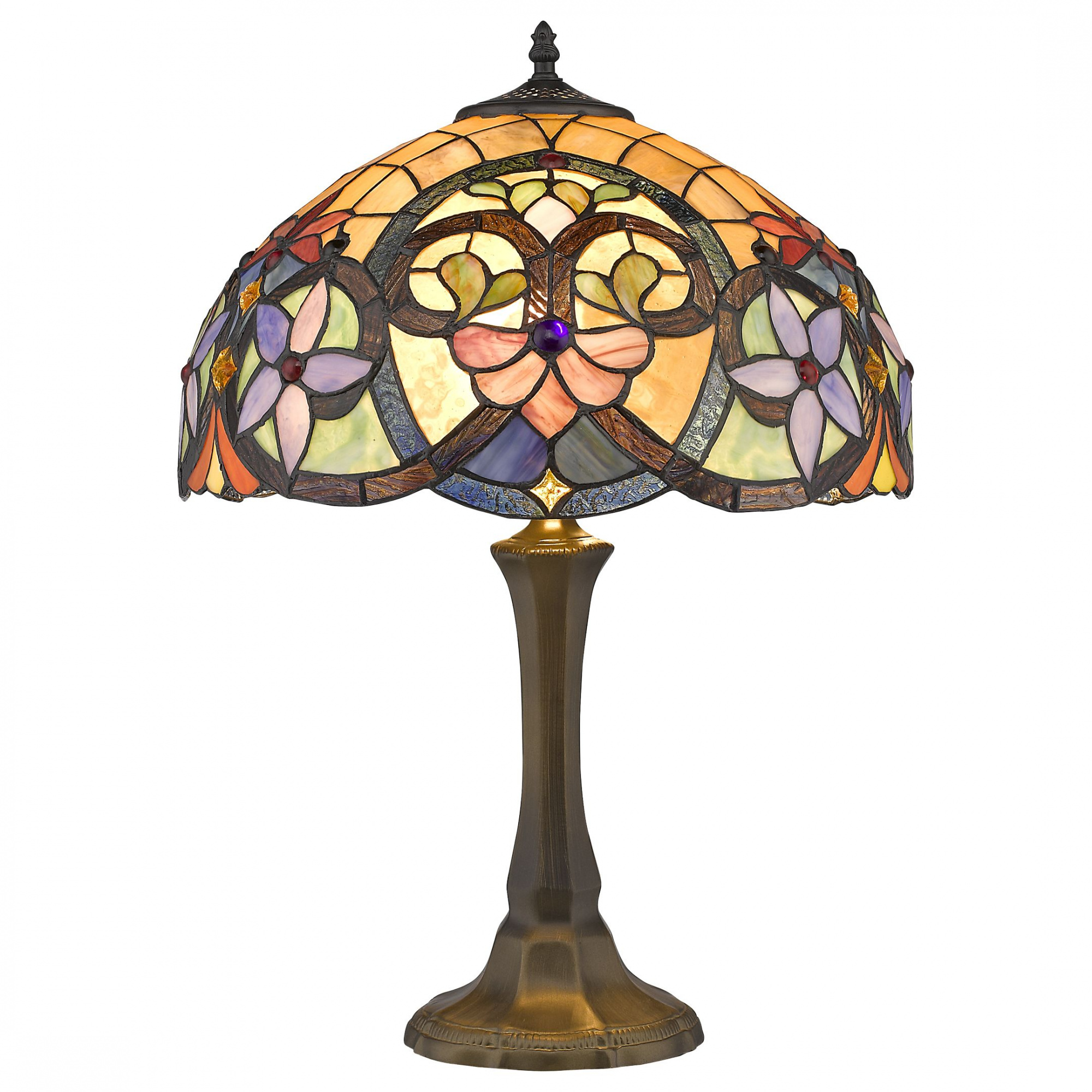 818-804-02 VELANTE Стиль Tiffany светильник настольный, E27, 2x60W