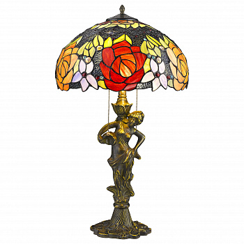 828-804-02 VELANTE Стиль Tiffany светильник настольный, E27, 2x60W
