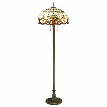 830-805-02 VELANTE Стиль Tiffany светильник напольный, E27, 2x60W